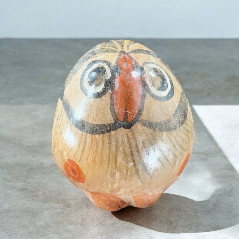 Mexico Pottery Bird Owl Whimsical Figurine‎ Decor Hand Painted Figure Vintage